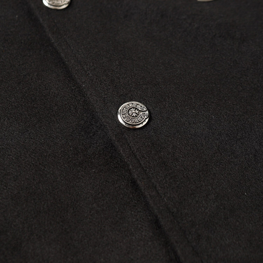 Cross Embroidered Leather Sleeve Varsity Jacket - Black Street Style 116