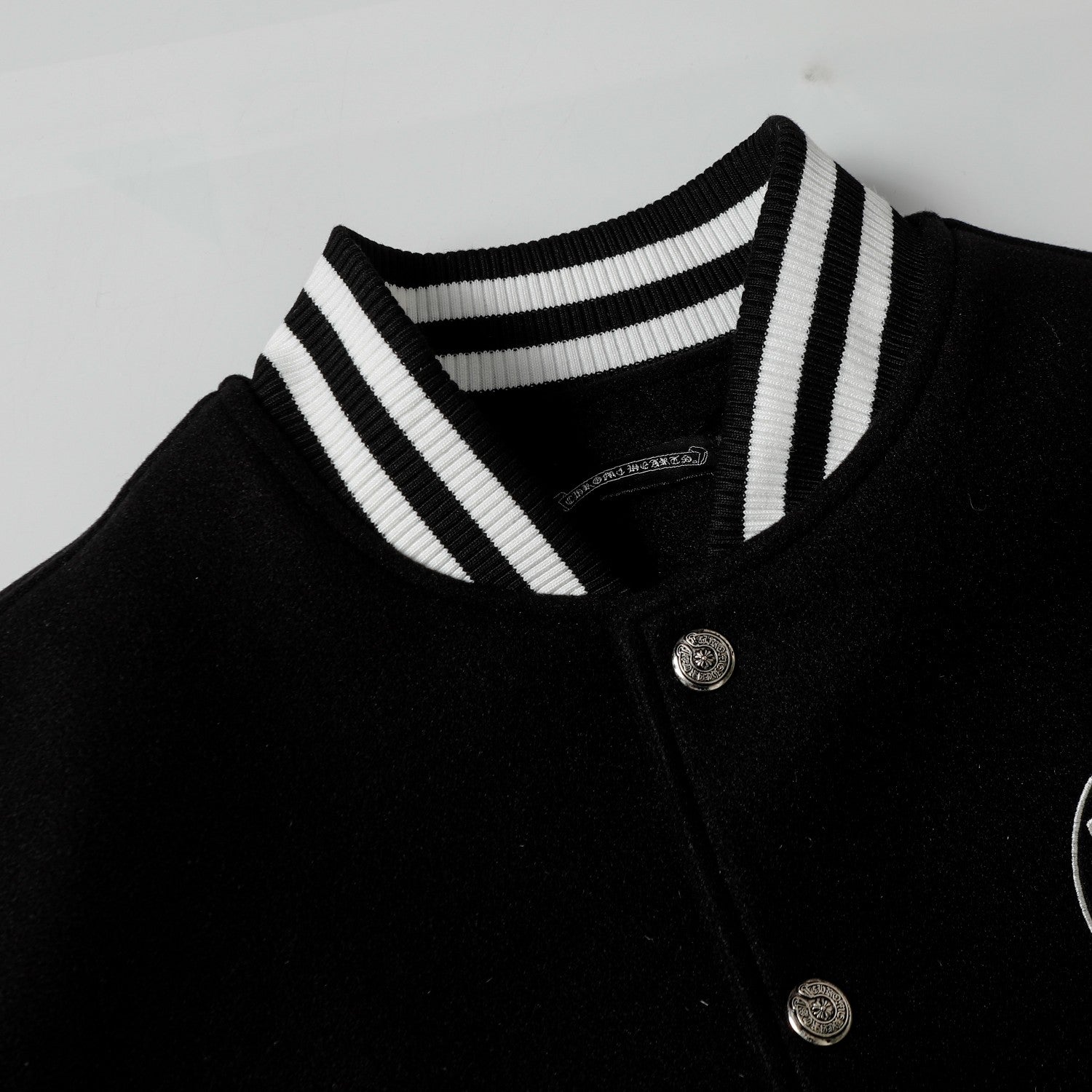 Layered Cross Varsity Jacket - Black White Street Style Outerwear 2208