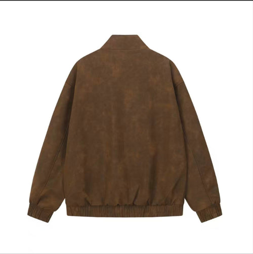 Cross Patch Suede Jacket - Brown Gothic Streetwear Outerwear 8833